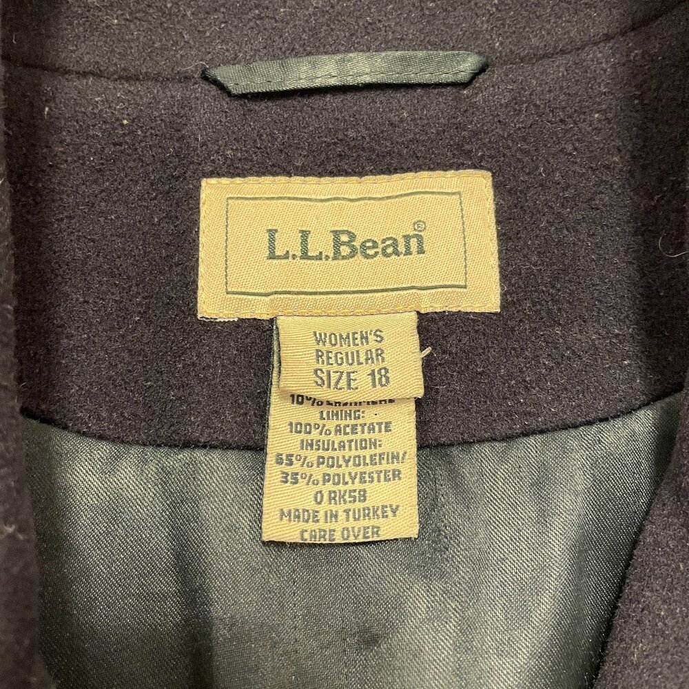 Women's LL Bean Wool Thinsulate Black Peacoat 18 - Picture 2 of 10